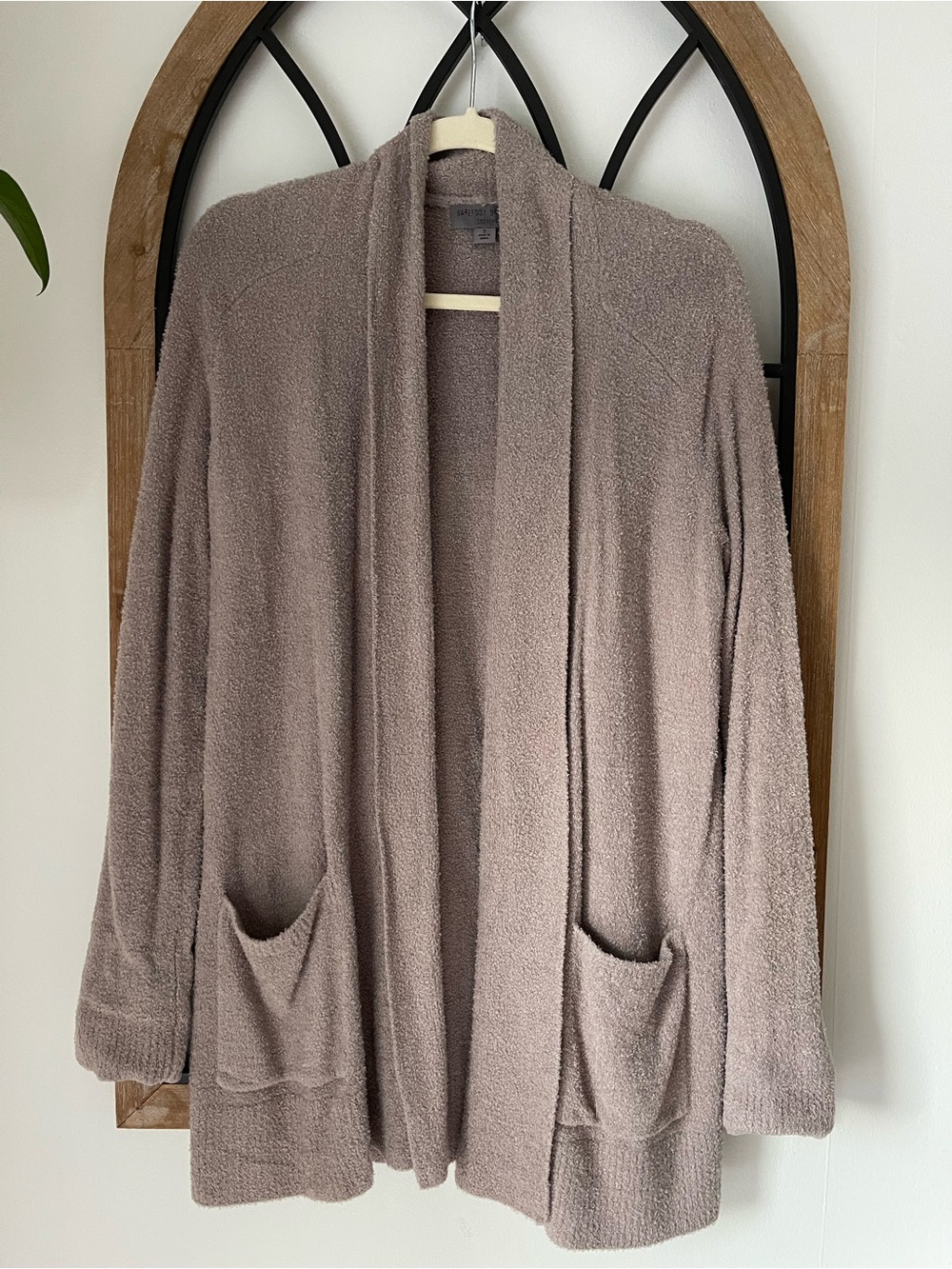 Barefoot Dreams Taupe Cozy Open-Front Cardigan